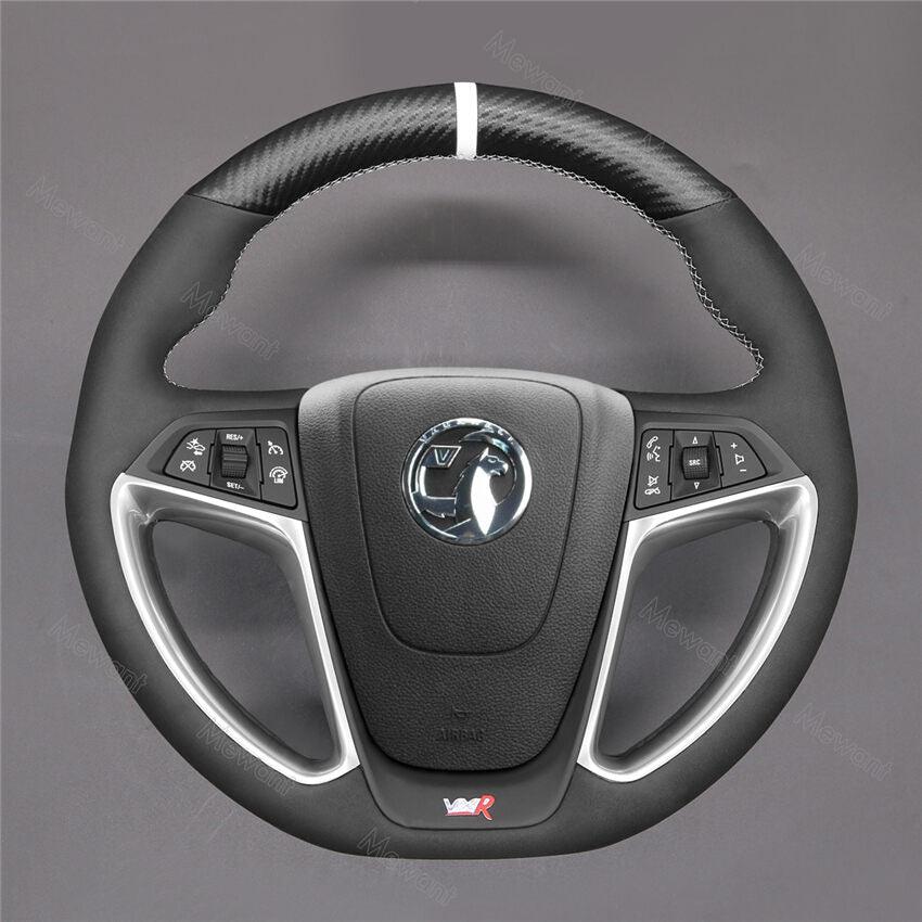 Custom Steering Limited Black Italian Leather Steering Wheel Cover For Vauxhall Astra G MK4 – White Stitch