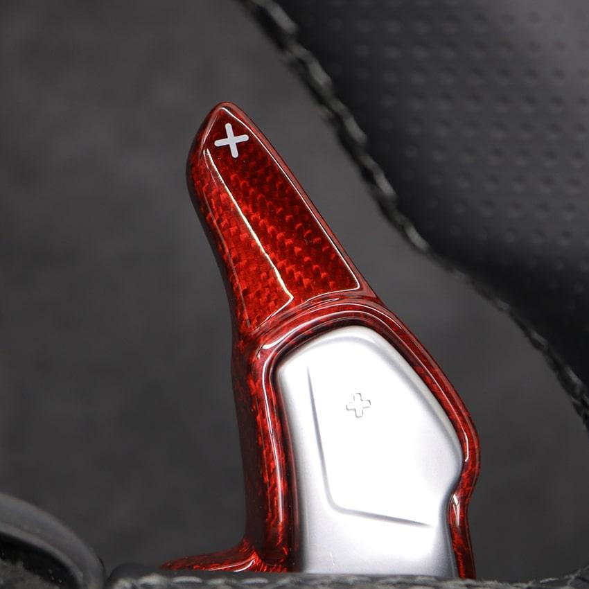 thumbnail image 2 of SAWADICAR Red Carbon Fiber Shift Paddle Trim Covers – Dodge Charger 2015+ Durango 2014+ 2 of 5