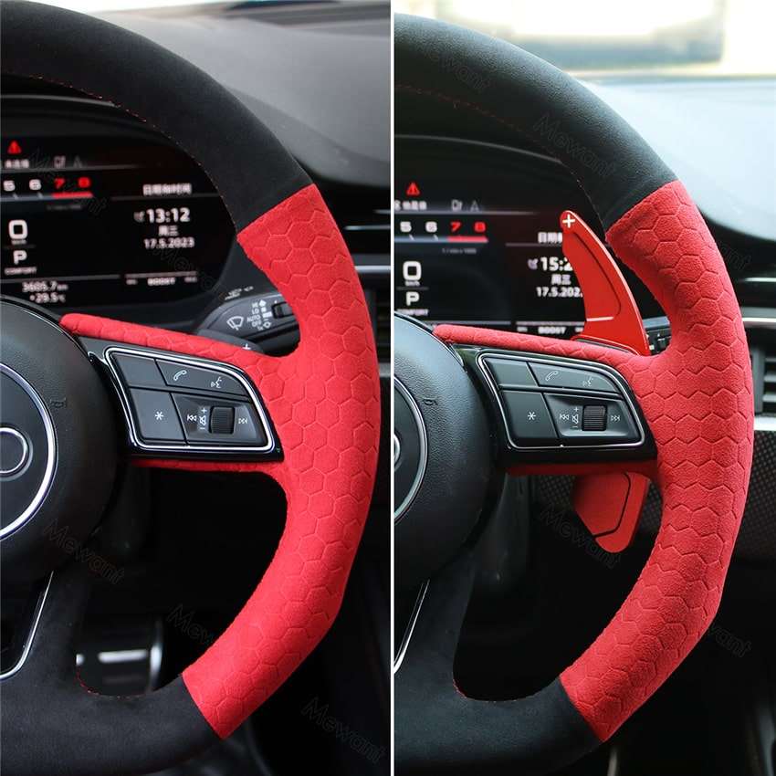 For Audi A3 A4 A5 A6 A7 Car Red Aluminium Steering Wheel Paddle