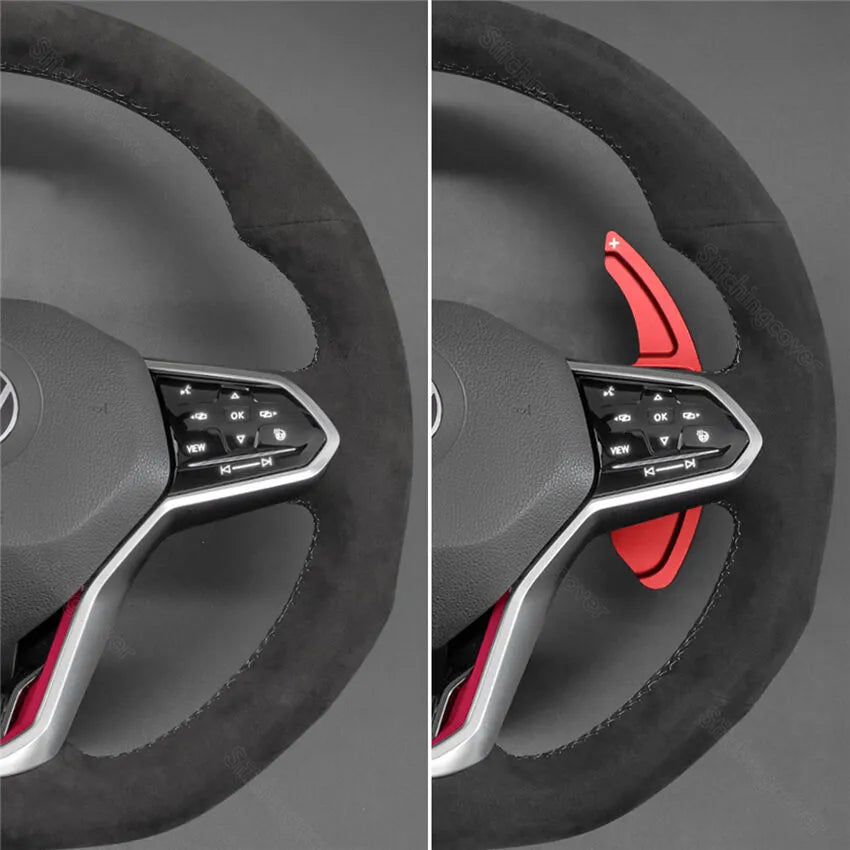  Shift Paddles for VW Golf 8 MK8 R GTI R Line 2020 2021 2022  Aluminum Car Steering Wheel Shift Paddle Extension Wheel Hubs Car  Accessories 2PCS,Black : Automotive