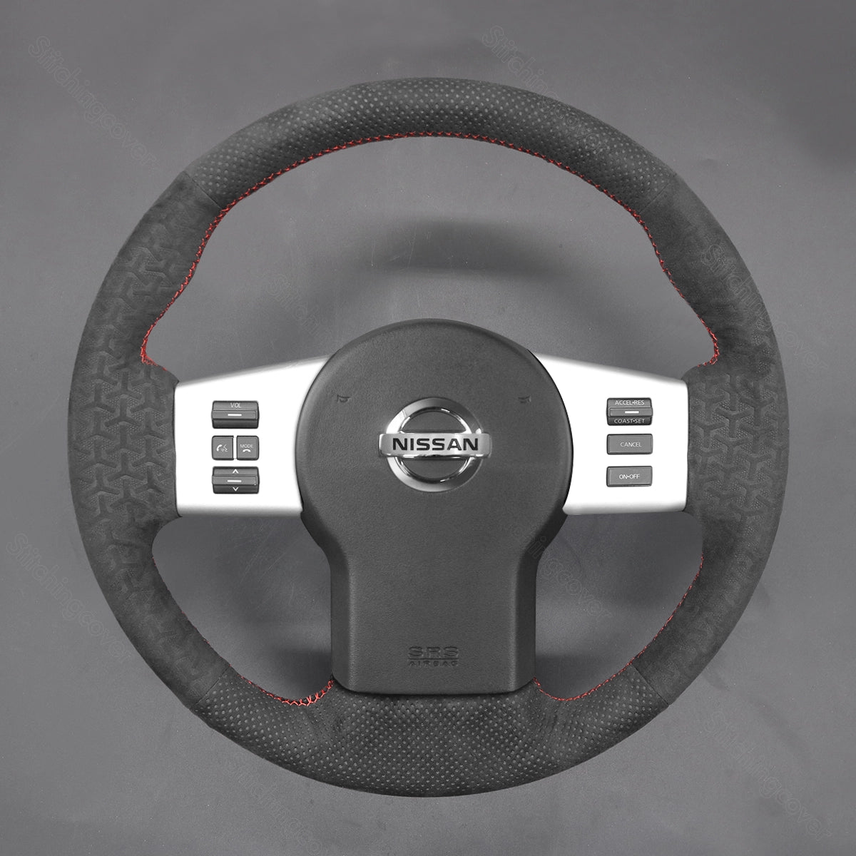 Leather Steering Wheel Cover For Nissan Frontier, Pathfinder III, Xterra, Navara (2005-2021) 4 thumbnail image