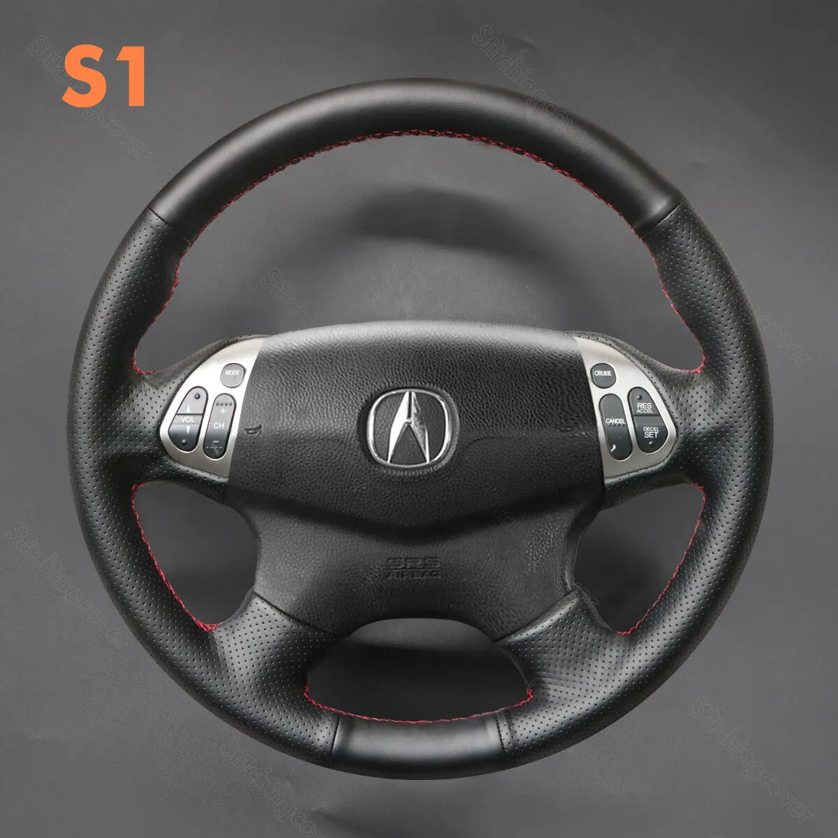 Housse De Volant En Cuir Cousue Main Pour Nissan Almera, X-Trail, Pathfinder - Noir