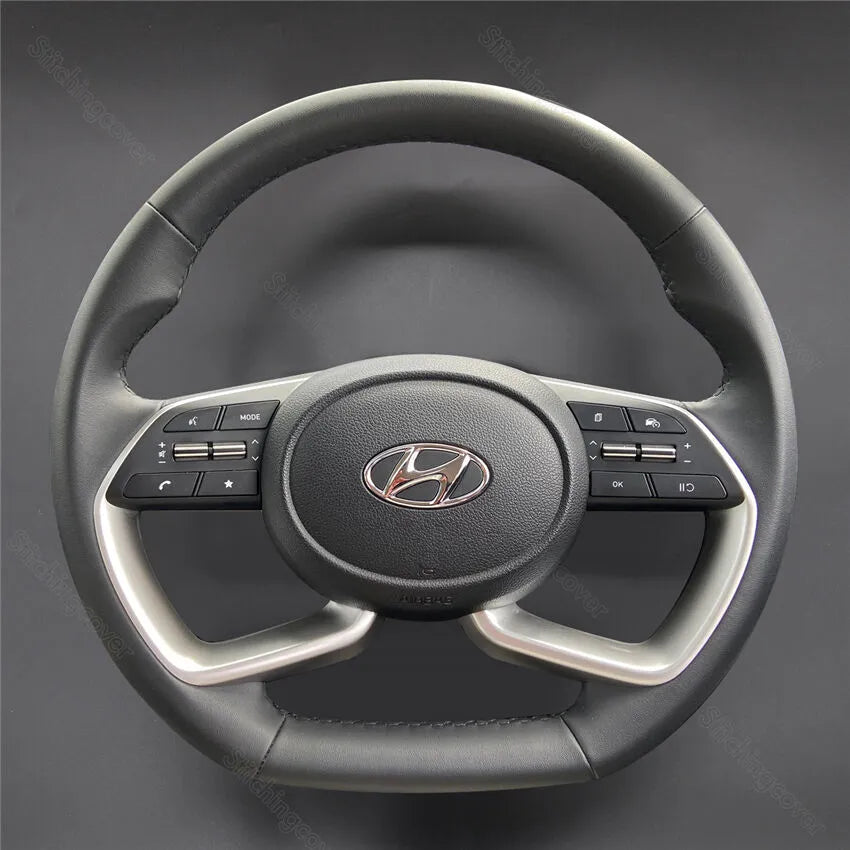 For Hyundai Tucson 2022 2023 Silver Matte Car Steering Wheel Frame Cover  Trim