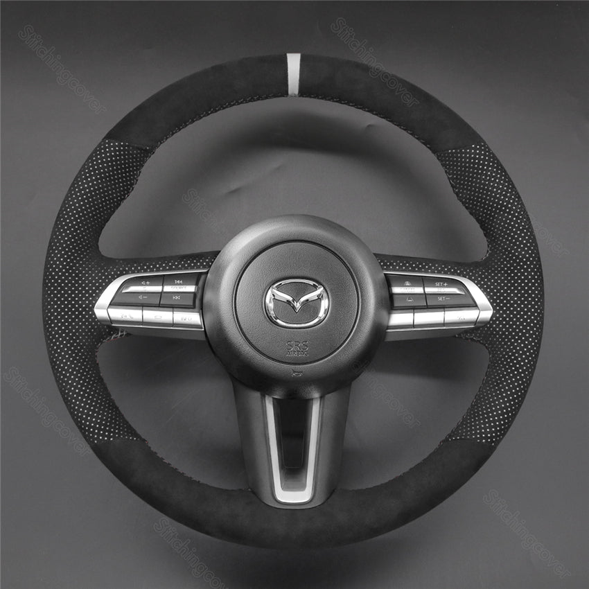 Housse Volant Cuir/Carbone VeroCh Pour Mazda 3 5 6 CX-3 CX-5 CX-7 CX-9 MX-5 - Antidérapante