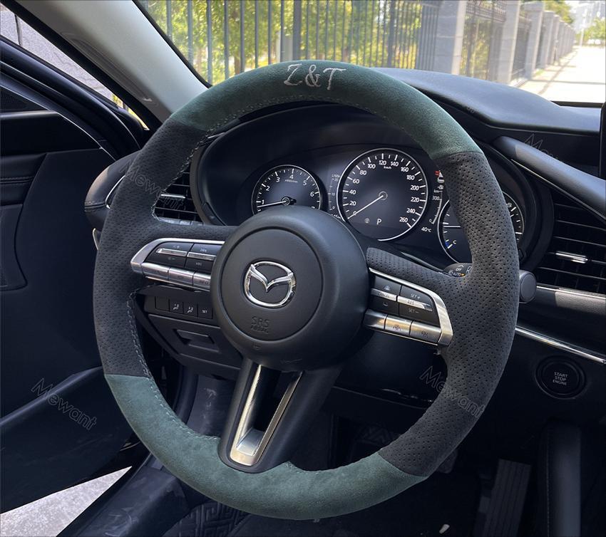 Alcantara steering wheel cover for Mazda