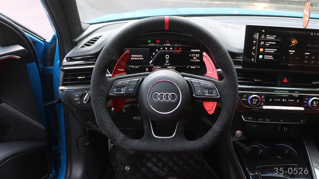Upgrade Your Audi S4 with MEWANT Alcantara Steering Wheel Cover and Paddle Shifter - Stitchingcover