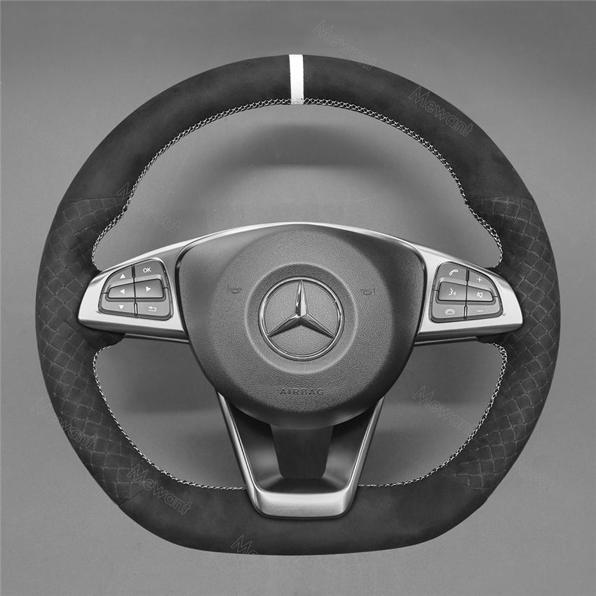 Embossed Alcantara Steering Wheel Cover for Mercedes benz GLA 45 AMG W205 C43 C117 X156 C218 W213 C253 X253 W166 W222 R172 R231