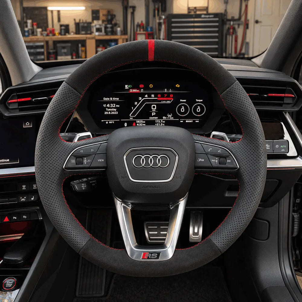 Alcantara steering wheel wrap material