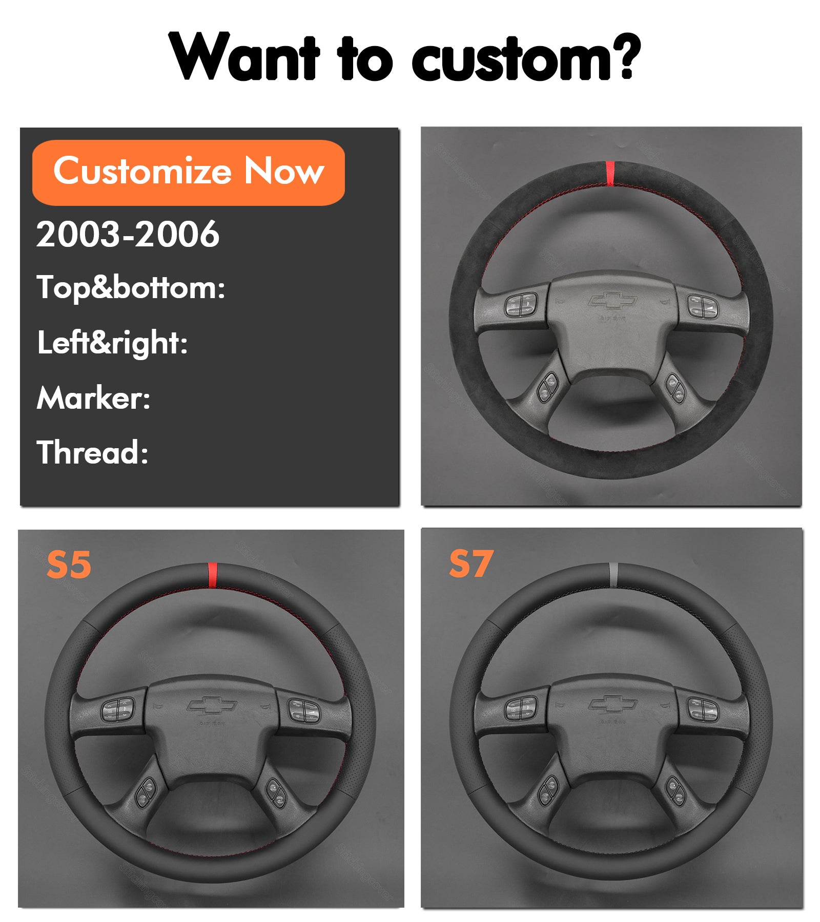 USA Warehouse Steering Wheel Cover for Chevrolet Chevy Silverado 1500 2500 3500 Tahoe Suburban Blazer 2019-2024