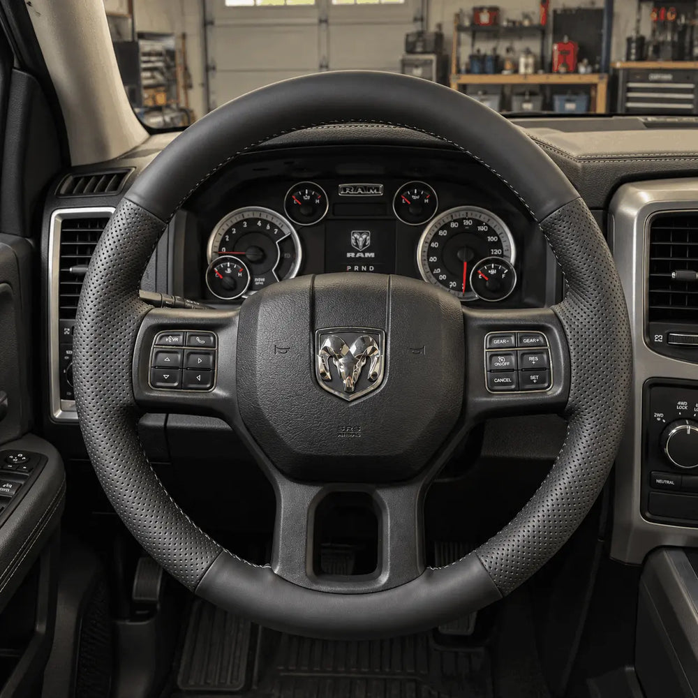 Genuine leather steering wheel wrap material