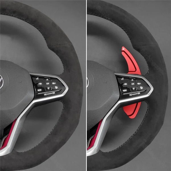 2 Palette Del Cambio Al Volante In Lega Di Alluminio Per Volkswagen Golf 8 MK8 (2020-2021) – Estensioni Corte Con Nastro Adesivo – Rosso, Nero, Blu O Argento