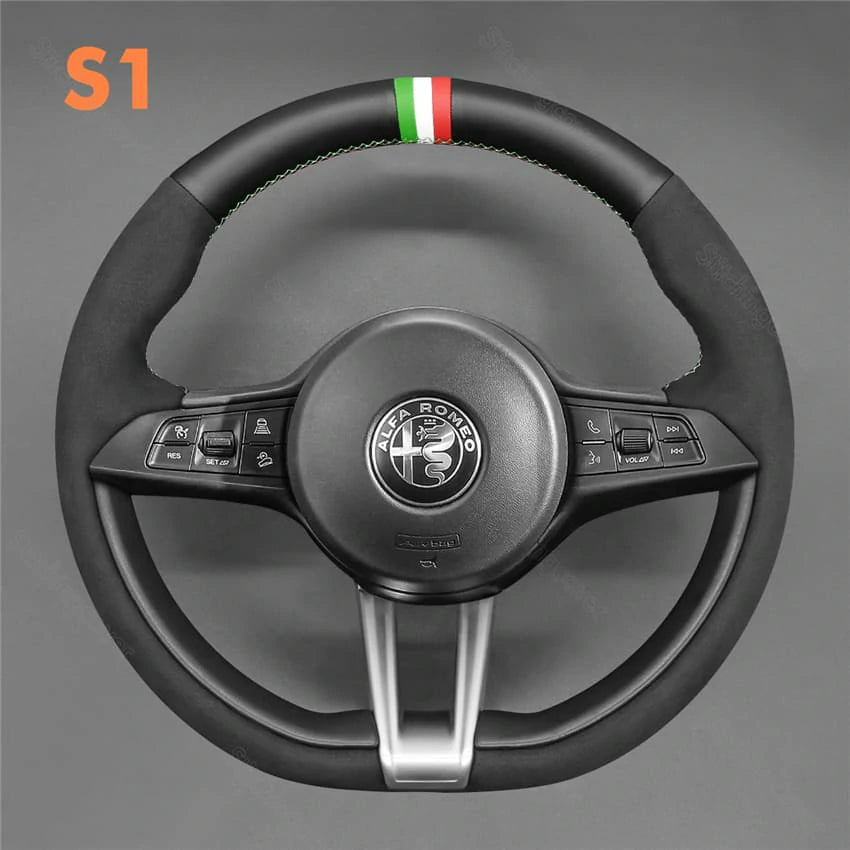 Steering Wheel Cover For Alfa Romeo Giulia Stelvio Quadrifoglio 2016-2020