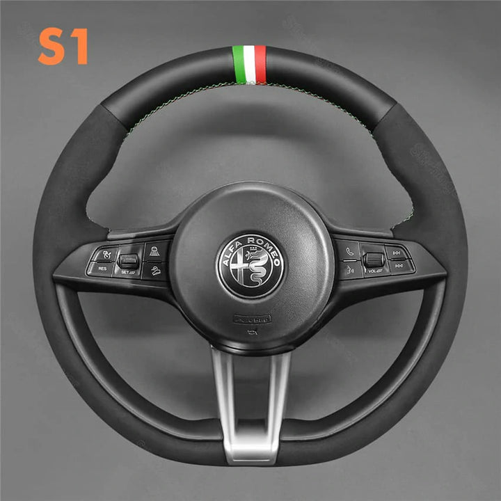 Steering Wheel Cover For Alfa Romeo Giulia Stelvio Quadrifoglio 2016-2020