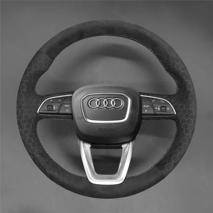 Embossed Alcantara Steering Wheel Cover For Audi A4 Q3 Q5 Q7 Q8 SQ5