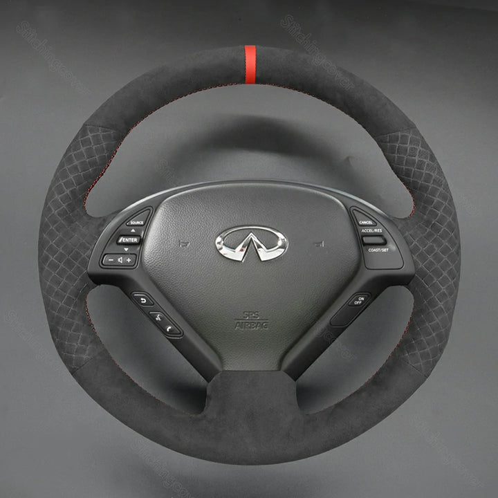 Steering Wheel Cover for Infiniti G25 G35 G37 X30 EX35 EX37 Q40 Q60 QX50 - StitchingcoverSteering Wheel Cover for Infiniti G25 G35 G37 X30 EX35 EX37 Q40 Q60 QX50 2008-2018