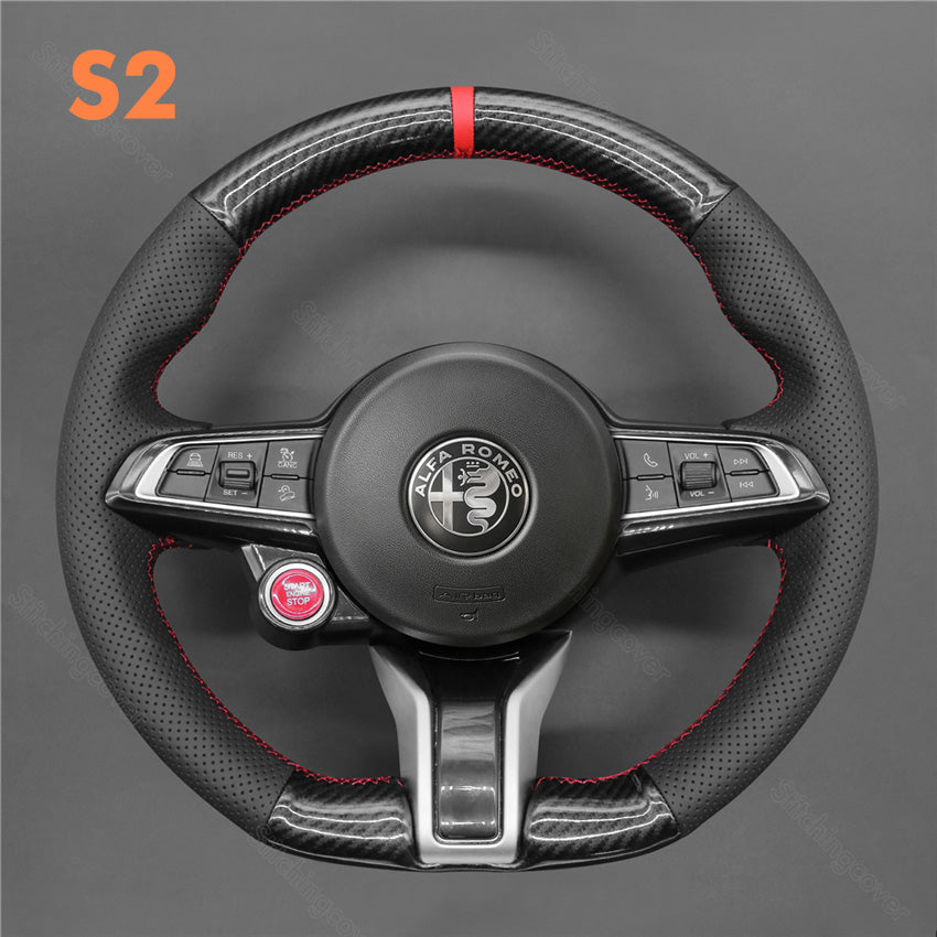 Steering Wheel Cover For Alfa Romeo Giulia Stelvio Quadrifoglio 2016-2020