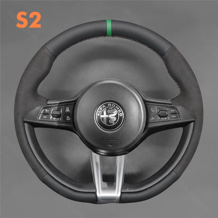 Steering Wheel Cover For Alfa Romeo Giulia Stelvio Quadrifoglio 2016-2020