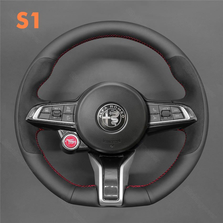 Steering Wheel Cover For Alfa Romeo Giulia Stelvio Quadrifoglio 2020-2022