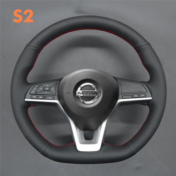 Couvre Volant Housse Volant Voiture En Cuir PU Type D Pour Nissan Pour X-Trail Pour Qashqai Pour Rogue Sport 2017 2018 2019 2020 2021 Volant Antidérapant (Couleur