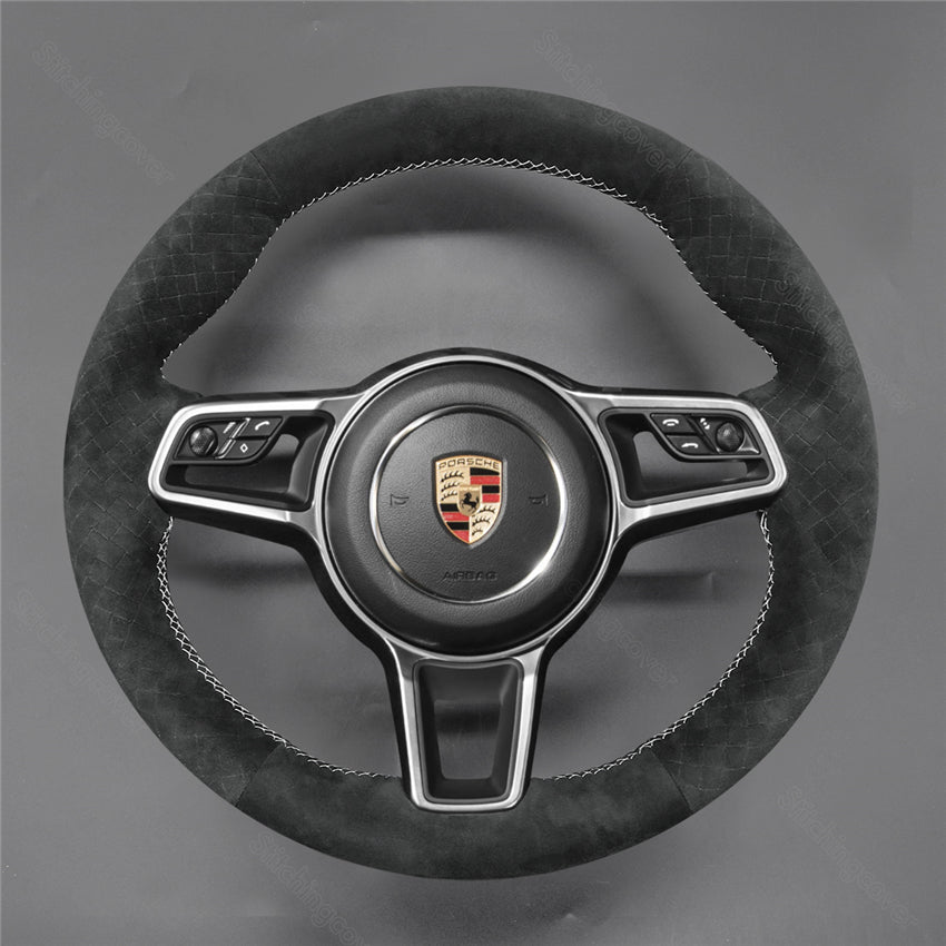 HIBEYO Custodia In Silicone TPU Per Chiave Porsche - Blu Con Linee Dorate - Protezione Anti Graffio E Portachiavi Per 911, Boxster, Cayman, Macan, Panamera