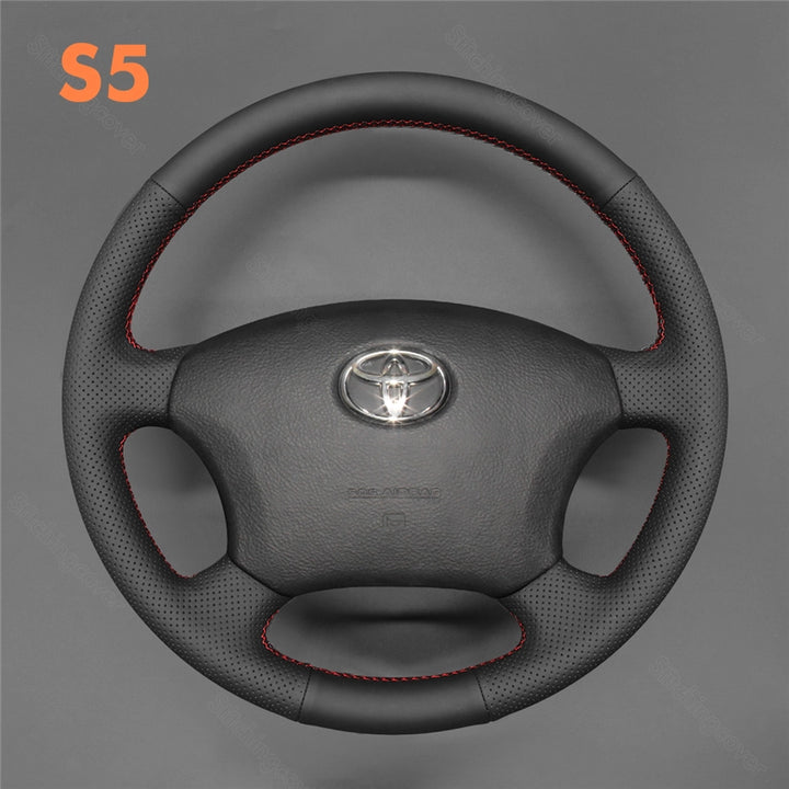 Svart rattöverdrag för Toyota 4Runner, Camry, Highlander, Land Cruiser Prado, Sequoia, Sienna, Tacoma, Tundra, Fortuner och Hilux 2003-2009