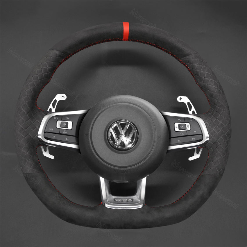Embossed Alcantara Steering Wheel Cover for VW MK7