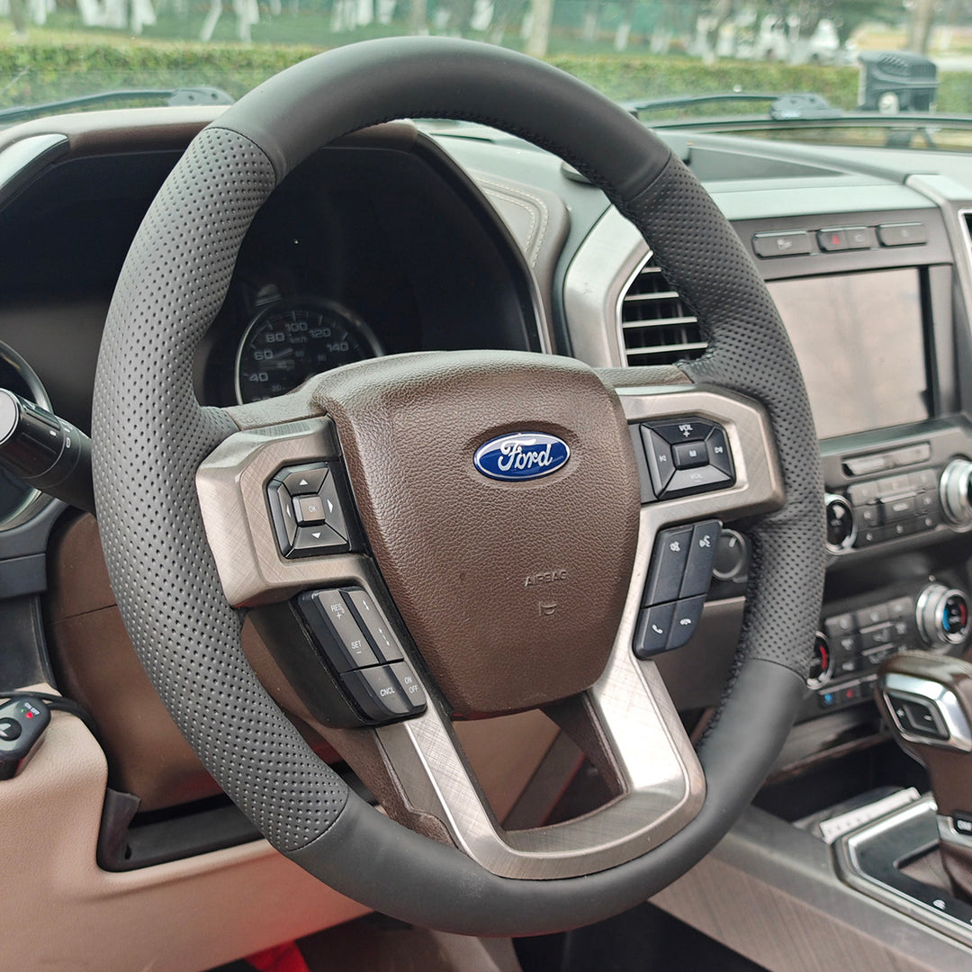USA Warehouse Steering Wheel Cover for Ford F150 F-150 F-250 F250 F350 F-350 F450 F-450 Expedition 2015-2022#year_2015-2022