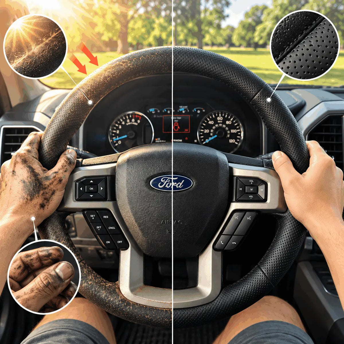 Protected steering wheel wrap resisting scratches and daily wear