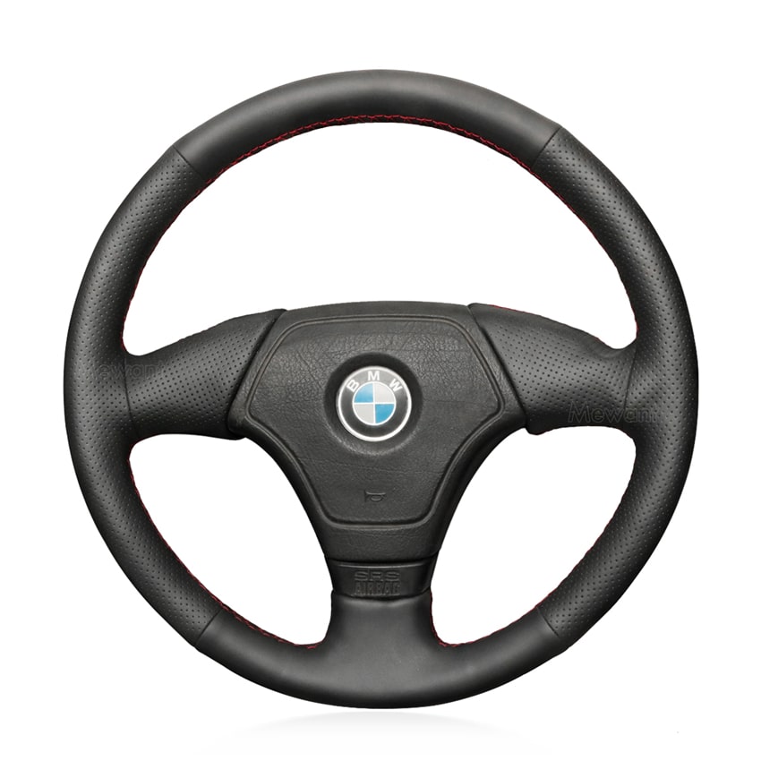 Tri Color Stitching Alcantara Suede Steering Wheel Cover Wrap for BMW E36  E46