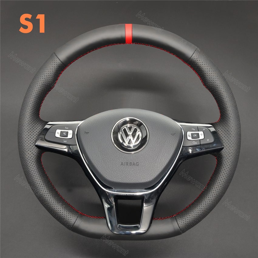Steering Wheel Cover For Volkswagen VW Golf 7 Polo 5 6 Up! Arteon Passat B8 Tiguan Media 2 of 5