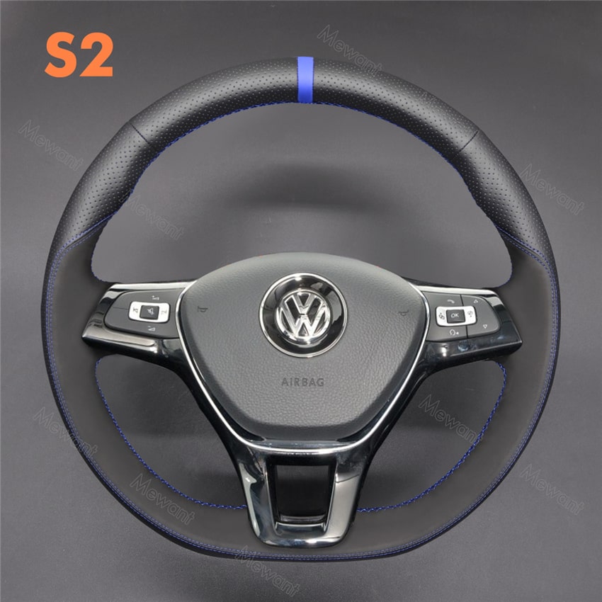 Steering Wheel Cover For Volkswagen VW Golf 7 Polo 5 6 Up! Arteon Passat B8 Tiguan Media 3 of 