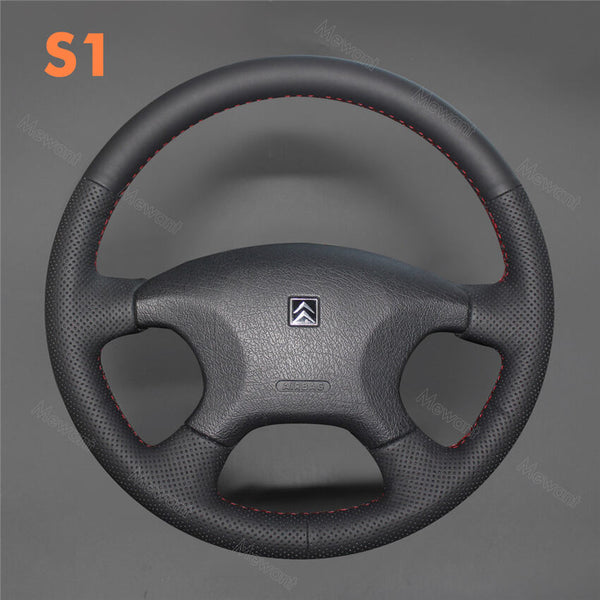 Couvre Volant Cuir Noir Cousu Main Pour Citroën Xsara Picasso, Berlingo, C5 - Housse Protection Volant