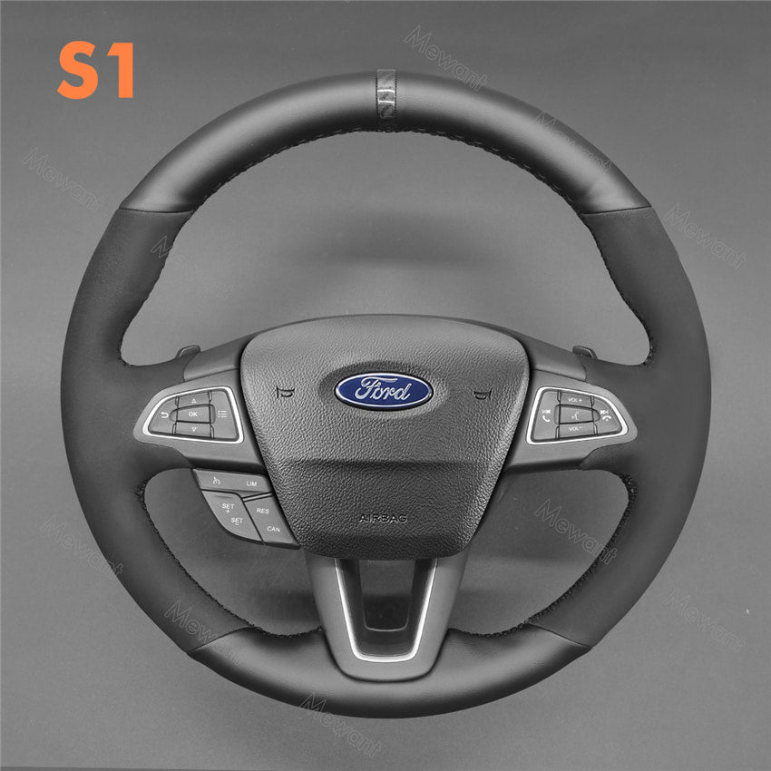 Steering Wheel Cover for Ford Focus III Escape Ecosport Kuga Grand C-MAX 2015-2023