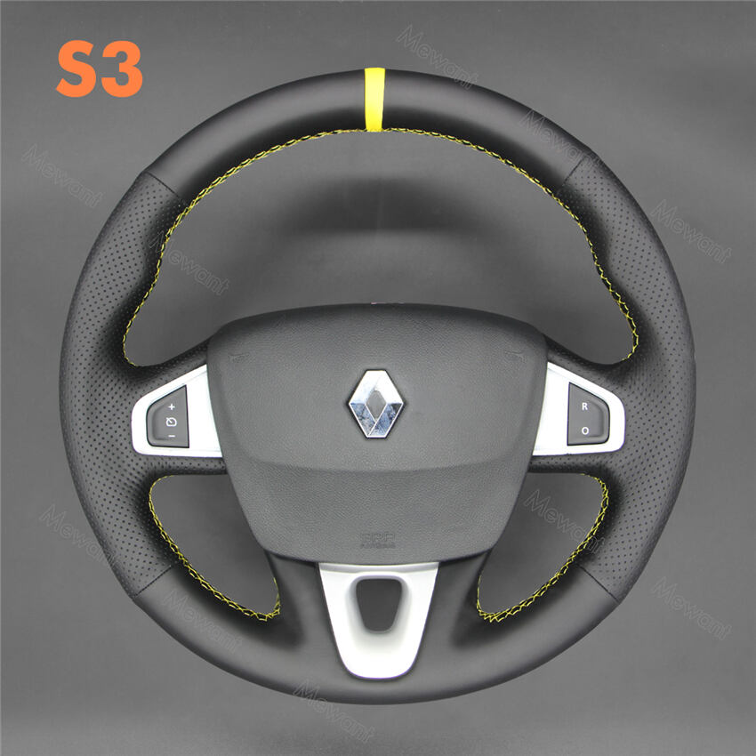 MEWANT --- for Renault Clio 3 2005-2013 Car Steering Wheel Cover  Installations 