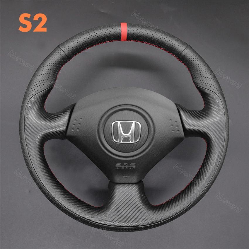  MEWANT Alcantara Car Steering Wheel Covers for Honda Civic Type  R (X/10) 2017-2021 Hand-Stitched Car Steering Wrap : Automotive